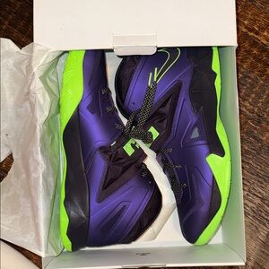 Nike LeBron Purple and Green Zoom Soldier VII Athletic Shoes